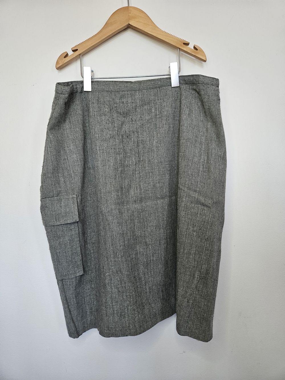 Mia Vintage Cargo Pocket Midi Skirt Size 14 Gray Lined Pencil Skirt CAN 🔥